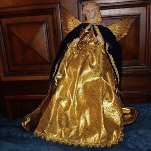 Elegant Gold and Blue Angel Figurine